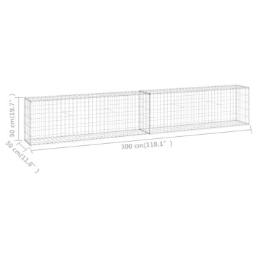 vidaXL Συρματοκιβώτιο Τοίχος 300x30x50 εκ. Γαλβαν. Χάλυβας + Καλύμματα