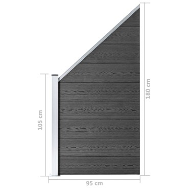vidaXL Πάνελ Περίφραξης Μαύρο 95x(105-180)cm από WPC