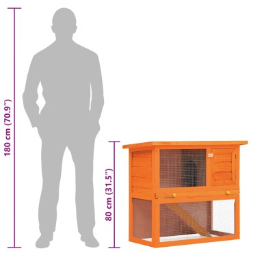 vidaXL Κλουβί Κουνελιών/Σπίτι Μικρών Ζώων Εξωτ. Χώρου 1 Πόρτα Ξύλινο