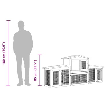 vidaXL Κλουβί Κουνελιών/Σπίτι Μικρών Ζώων Εξωτ. Χώρου Μεγάλο Ξύλινο