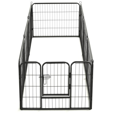 vidaXL Πάρκο Σκύλου με 8 Πάνελ Μαύρο 60 x 80 εκ. Ατσάλινο
