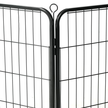 vidaXL Πάρκο Σκύλου με 8 Πάνελ Μαύρο 60 x 80 εκ. Ατσάλινο