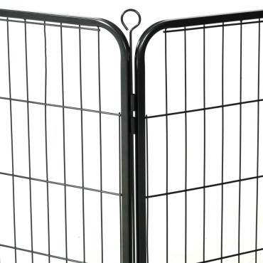 vidaXL Πάρκο Σκύλου με 12 Πάνελ Μαύρο 80 x 60 εκ. Ατσάλινο