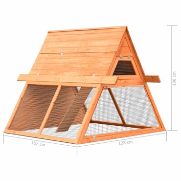 vidaXL Κλουβί Κουνελιών 152x128x108 εκ. από Μασίφ Ξύλο Πεύκου/Ελάτης