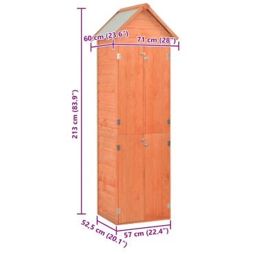 vidaXL Αποθήκη Κήπου 71 x 60 x 213 εκ. Ξύλινη