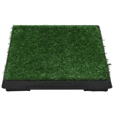 vidaXL Τουαλέτα για Κατοικίδιο Πράσινη 63x50x7 εκ. με Δίσκο/Συνθ. Χλόη