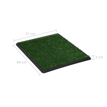 vidaXL Τουαλέτα για Κατοικίδιο Πράσινη 64x51x3 εκ. με Δίσκο/Συνθ. Χλόη