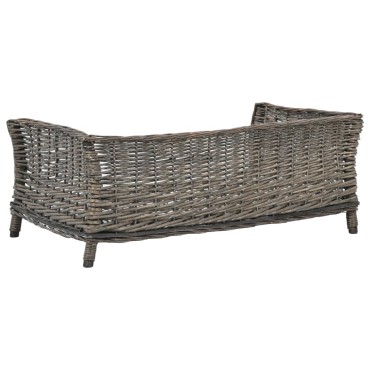 vidaXL Καλάθι Σκύλου με Μαξιλάρι Γκρι 90x54x35 εκ. Φυσικό Ξύλο Ιτιάς