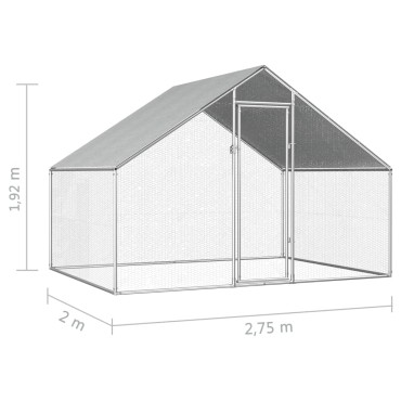 vidaXL Κοτέτσι - Κλουβί Εξωτ.Χώρου 2,75x2x1,92 μ. από Γαλβανισμένο Χάλυβα