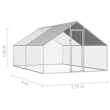 vidaXL Κοτέτσι - Κλουβί Εξωτ.Χώρου 2,75x4x1,92 μ. από Γαλβανισμένο Χάλυβα