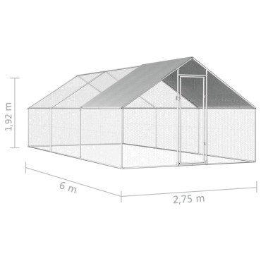 vidaXL Κοτέτσι - Κλουβί Εξωτ.Χώρου 2,75x6x1,92 μ. από Γαλβανισμένο Χάλυβα