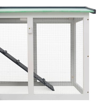 vidaXL Κλουβί Κουνελιών Μεγάλο Γκρι/Λευκό 145 x 45 x 84 εκ. Ξύλινο