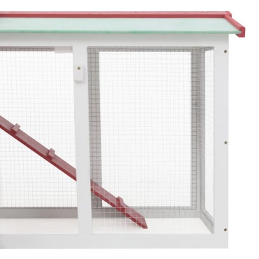 vidaXL Κλουβί Κουνελιών Μεγάλο Κόκκινο/Λευκό 145 x 45 x 84 εκ. Ξύλινο