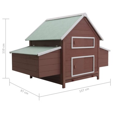 vidaXL Κοτέτσι Καφέ 157 x 97 x 110 εκ. Ξύλινο