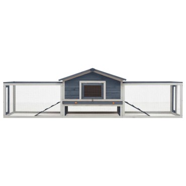 vidaXL Κλουβί Κουνελιών Γκρι 310x70x87 εκ. Μασίφ Ξύλο Πεύκου/Ελάτης