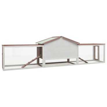 vidaXL Κλουβί Κουνελιών Μόκα 310x70x87 εκ. Μασίφ Ξύλο Πεύκου/Ελάτης