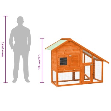 vidaXL Κλουβί Κουνελιών 140 x 63 x 120 εκ. από Μασίφ Ξύλο Ελάτης