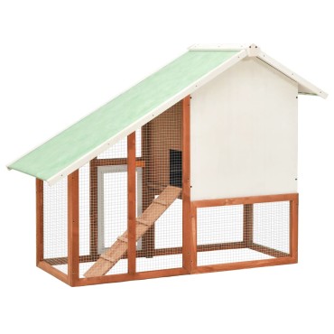 vidaXL Κλουβί Κουνελιών 140 x 63 x 120 εκ. από Μασίφ Ξύλο Ελάτης
