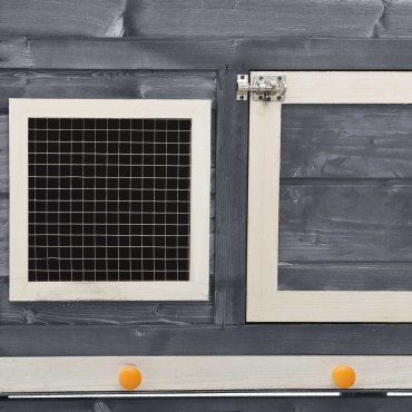 vidaXL Κλουβί Κουνελιών Γκρι/Λευκό 140x63x120 εκ. Μασίφ Ξύλο Ελάτης