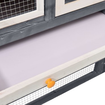 vidaXL Κλουβί Κουνελιών Γκρι/Λευκό 140x63x120 εκ. Μασίφ Ξύλο Ελάτης