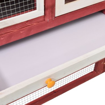 vidaXL Κλουβί Κουνελιών Κόκκινο/Λευκό 140x63x120 εκ. Μασίφ Ξύλο Ελάτης