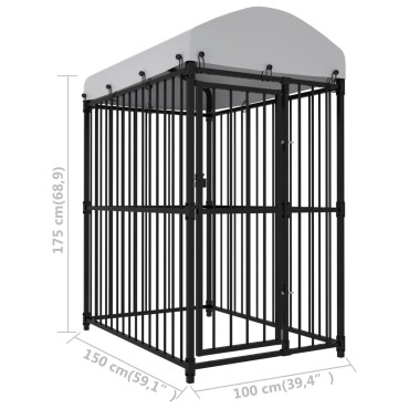 vidaXL Κλουβί Σκύλου Εξωτερικού Χώρου 150 x 100 x 175 εκ. με Στέγαστρο