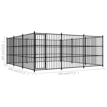 vidaXL Κλουβί Σκύλου Εξωτερικού Χώρου 450 x 450 x 185 εκ.
