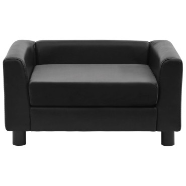 vidaXL Καναπές-Κρεβάτι Σκύλου Μαύρο 60x43x30 εκ. Βελουτέ/Συνθετ. Δέρμα