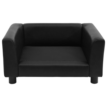 vidaXL Καναπές-Κρεβάτι Σκύλου Μαύρο 60x43x30 εκ. Βελουτέ/Συνθετ. Δέρμα