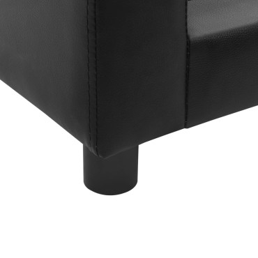 vidaXL Καναπές-Κρεβάτι Σκύλου Μαύρο 60x43x30 εκ. Βελουτέ/Συνθετ. Δέρμα
