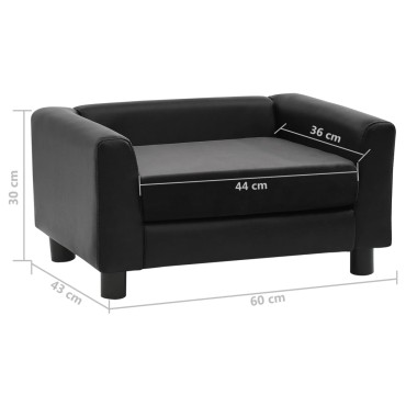 vidaXL Καναπές-Κρεβάτι Σκύλου Μαύρο 60x43x30 εκ. Βελουτέ/Συνθετ. Δέρμα
