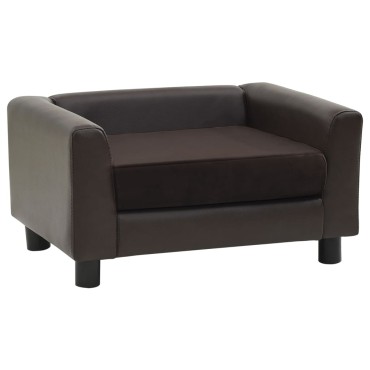 vidaXL Καναπές-Κρεβάτι Σκύλου Καφέ 60x43x30 εκ. Βελουτέ/Συνθετ. Δέρμα