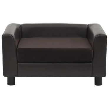 vidaXL Καναπές-Κρεβάτι Σκύλου Καφέ 60x43x30 εκ. Βελουτέ/Συνθετ. Δέρμα