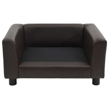 vidaXL Καναπές-Κρεβάτι Σκύλου Καφέ 60x43x30 εκ. Βελουτέ/Συνθετ. Δέρμα