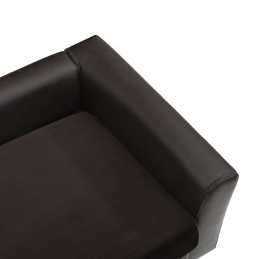 vidaXL Καναπές-Κρεβάτι Σκύλου Καφέ 60x43x30 εκ. Βελουτέ/Συνθετ. Δέρμα