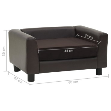 vidaXL Καναπές-Κρεβάτι Σκύλου Καφέ 60x43x30 εκ. Βελουτέ/Συνθετ. Δέρμα