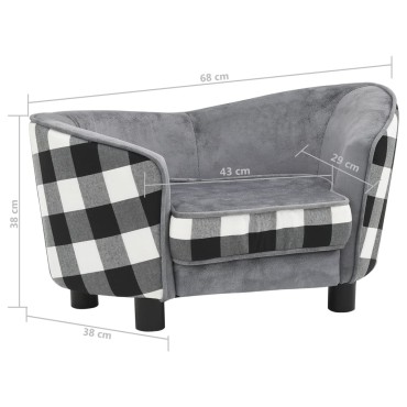 vidaXL Καναπές - Κρεβάτι Σκύλου Γκρι 68 x 38 x 38 εκ. Βελουτέ