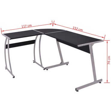 vidaXL Γραφείο Γωνιακό σε Σχήμα L Μαύρο 152x117x74cm 1 τεμ.