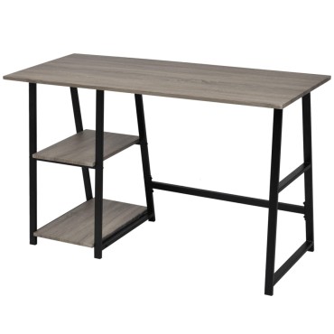 vidaXL Γραφείο με 2 Ράφια Χρώμα Γκρι/Δρυς 120x50x73cm 1 τεμ.