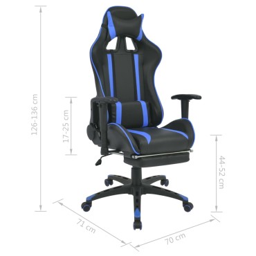 vidaXL Καρέκλα Γραφείου Racing Ανακλινόμενη με Υποπόδιο Μπλε 41x43cm 1 τεμ.