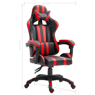 vidaXL Καρέκλα Gaming Κόκκινη από Συνθετικό Δέρμα 61,5x68x(115-122)cm 1 τεμ.