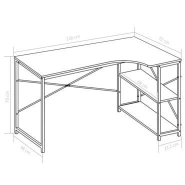 vidaXL Γραφείο Υπολογιστή Λευκό 120x72x70cm 1 τεμ.