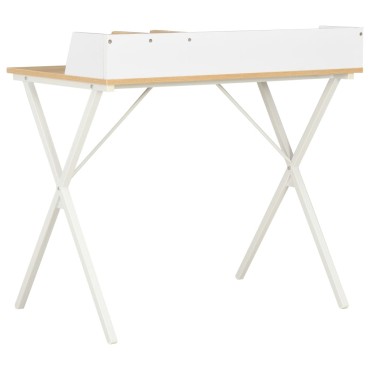 vidaXL Γραφείο Λευκό / Φυσικό Χρώμα 80x50x84cm 1 τεμ.