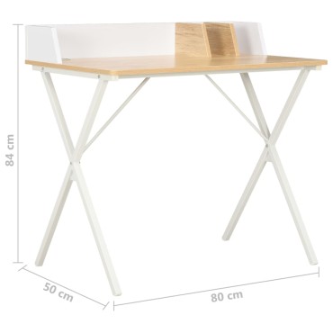 vidaXL Γραφείο Λευκό / Φυσικό Χρώμα 80x50x84cm 1 τεμ.