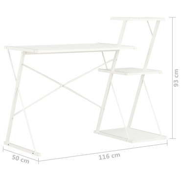 vidaXL Γραφείο με Ράφια Λευκό 116x50x93cm 1 τεμ.