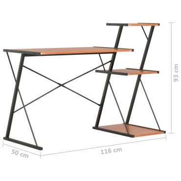 vidaXL Γραφείο με Ράφια Μαύρο / Καφέ 116x50x93cm 1 τεμ.