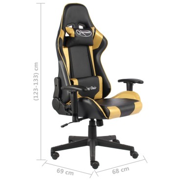 vidaXL Καρέκλα Gaming Περιστρεφόμενη Χρυσή PVC 37x51cm 1 τεμ.