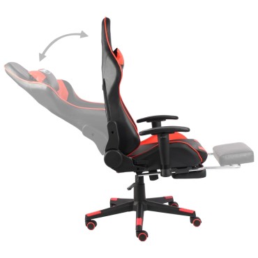 vidaXL Καρέκλα Gaming Περιστρεφόμενη με Υποπόδιο Κόκκινη PVC 37x51cm 1 τεμ.