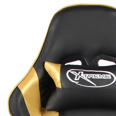vidaXL Καρέκλα Gaming Περιστρεφόμενη με Υποπόδιο Χρυσή PVC 37x51cm 1 τεμ.