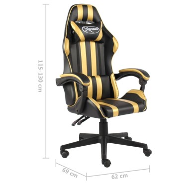 vidaXL Καρέκλα Racing Μαύρο / Χρυσό από Συνθετικό Δέρμα 35x41cm 1 τεμ.